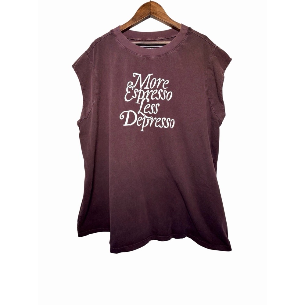 Torrid Graphic Muscle Tee Womens 1 Brown More Espresso Less Depresso Sleeveless